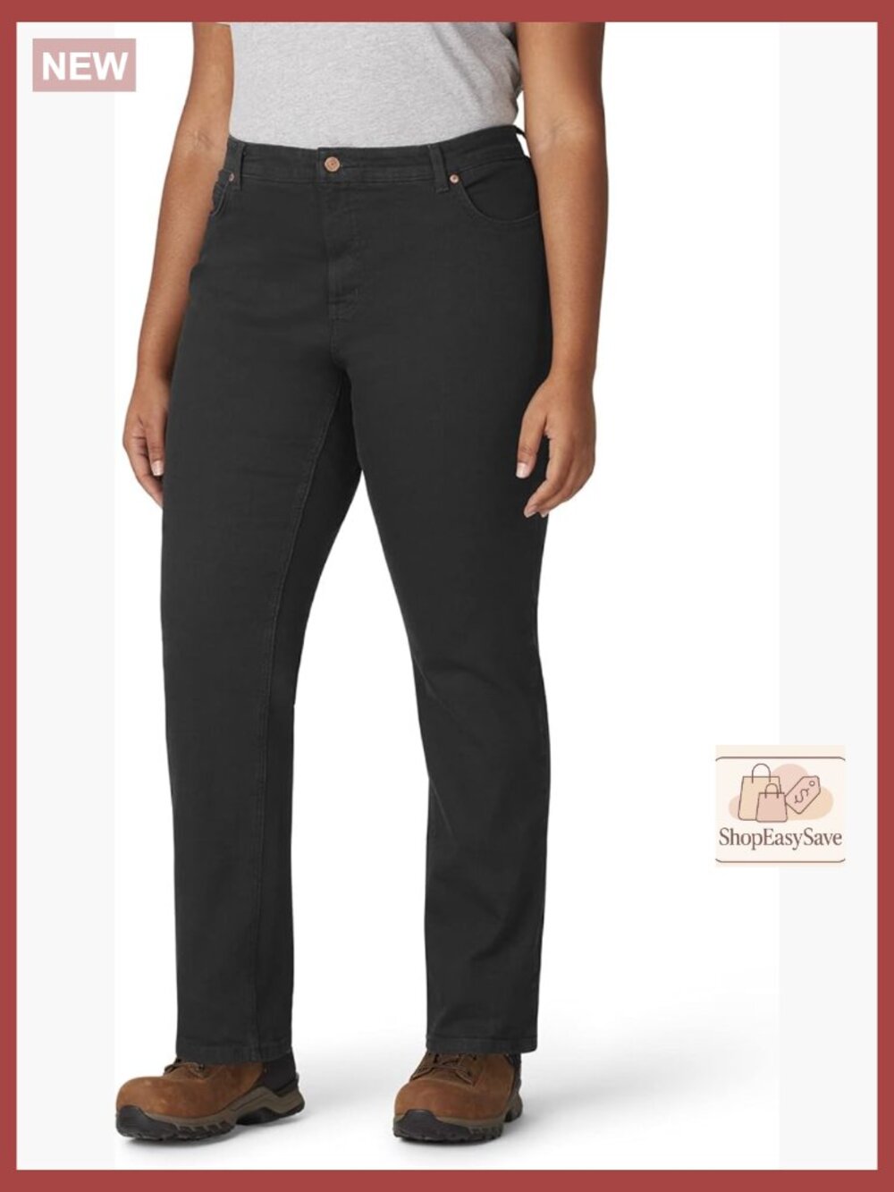 Women's Straight Leg Stretch Denim Jeans with Flex Tummy Panel Casual Fit